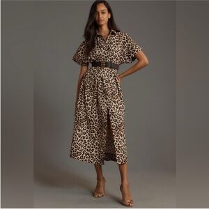 Anthropologie Tobie Animal Print Midi Dress